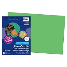 Pacon SunWorks 12 x 18 Construction Paper, Bright Green, 50 Sheets/Pack, 5 Packs (PAC9607-5)