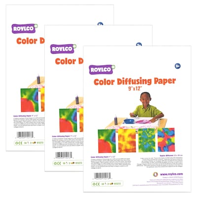 Roylco Color Diffusing Paper, 9 x 12, White, 50/Pack, 3 Packs/Bundle (R-15213-3)