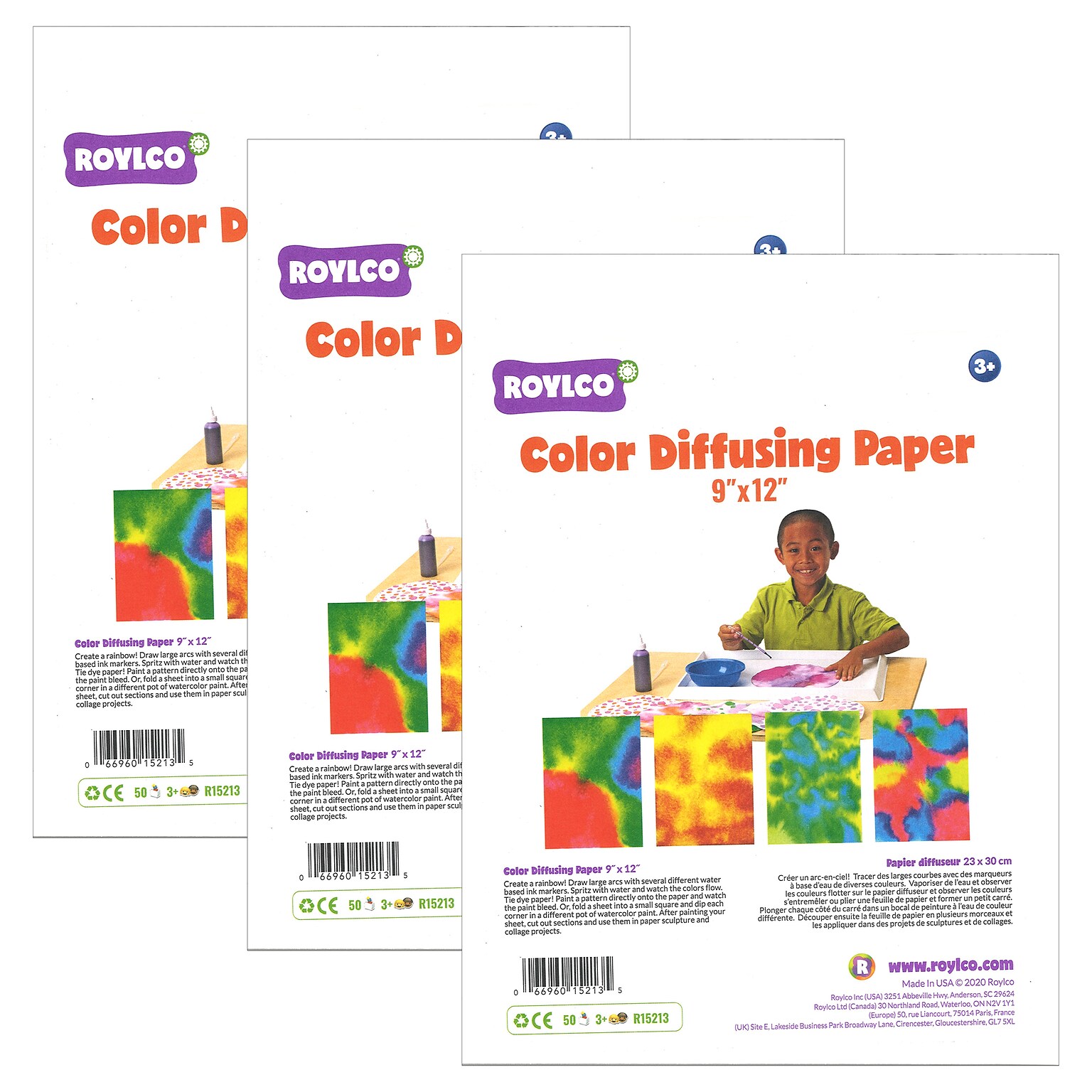 Roylco Color Diffusing Paper, 9 x 12, White, 50/Pack, 3 Packs/Bundle (R-15213-3)