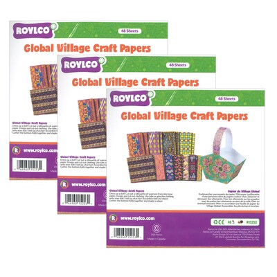 Roylco Global Village Paper Craft Paper, Assorted Sizes, 48 Sheets/Pack, 3 Packs (R-15253-3)