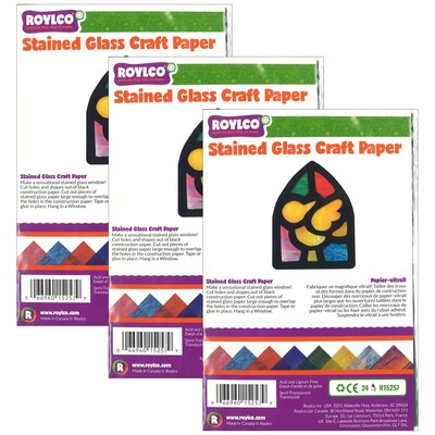 Roylco Stained Glass Paper, 5-1/2 x 8, 24 Sheets Per Pack, 3 Packs (R-15257-3)