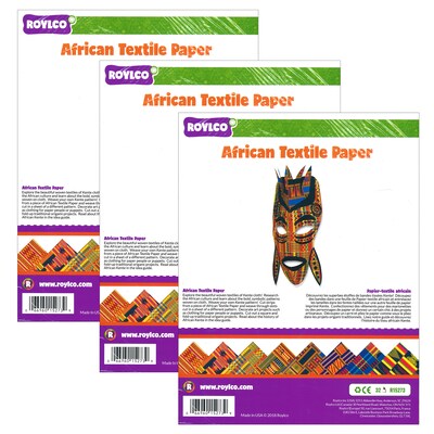 Roylco African Textile Paper, 8-1/2 x 11, 32 Sheets Per Pack, 3 Packs (R-15273-3)
