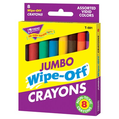 TREND Jumbo Wipe-Off Crayons, Assorted, 8 per pack, 6 packs (T-591-6)