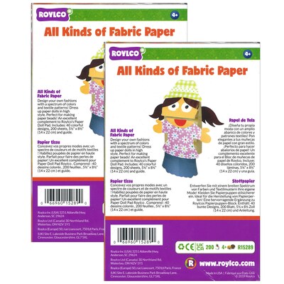 Roylco All Kinds of Fabric Design Papers, 5.5 x 8.5, 200 Sheets Per Pack, 2 Packs (R-15289-2)