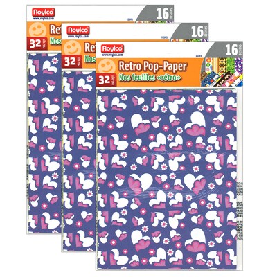 Roylco Retro Pop-Paper, 8.5 x 11, 32 Sheets Per Pack, 3 Packs (R-15303-3)