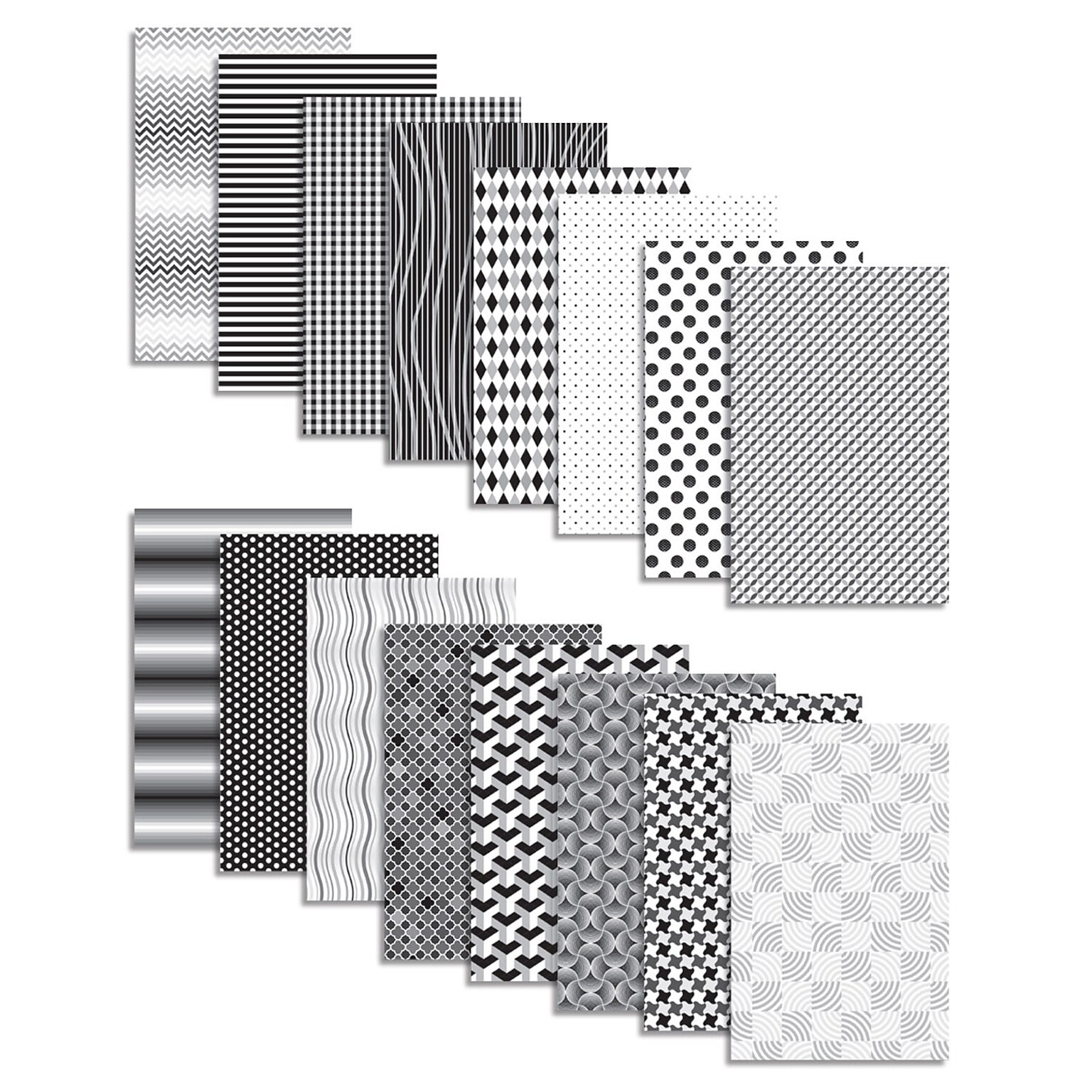 Roylco Black & White Paper, 5.5 x 8.5, 16 Designs, 208 Sheets/Pack (R-15420)