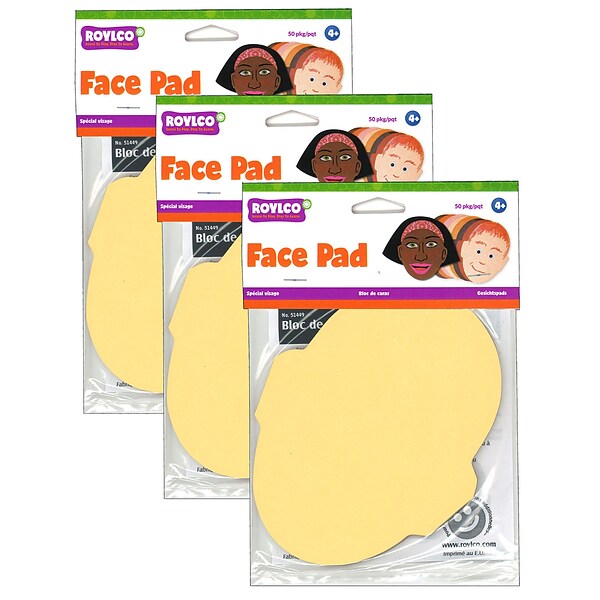 Roylco Face Pad, 50 Sheets/Pack, 3 Packs/Bundle (R-51449-3)