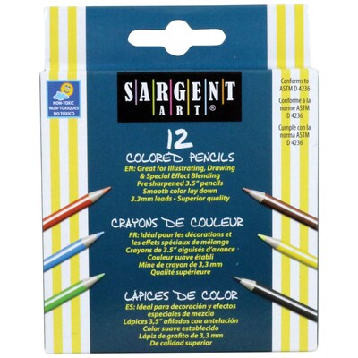 Sargent Art Half Size Colored Pencils, 12 Colors/Box, 12 Boxes (SAR227214-12)