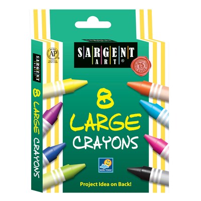 Sargent Art Large Size Crayons, Assorted Colors, 8/Box, 36 Boxes (SAR550961-36)