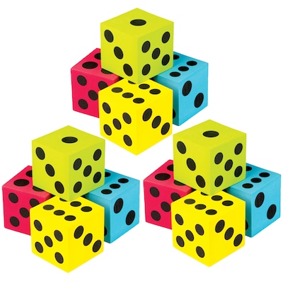 Teacher Created Resources Foam Colorful Jumbo Dice, 4 Per Pack, 3 Packs (TCR20810-3)