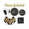 Amscan Sparkling Celebration Birthday Tableware Kit, Black/Gold/White (WL930160)