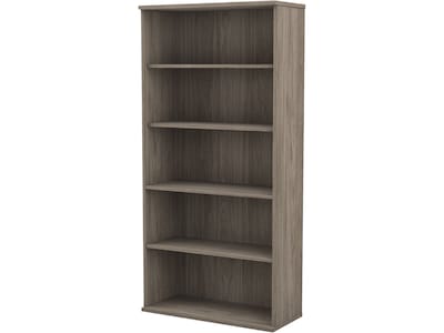 Bush Business Furniture Studio C 73H 5-Shelf Bookcase with Adjustable Shelves, Modern Hickory Lamin