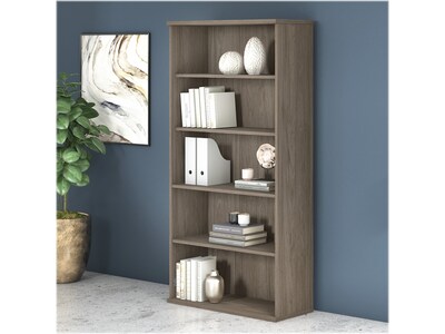 Bush Business Furniture Studio C 73H 5-Shelf Bookcase with Adjustable Shelves, Modern Hickory Lamin