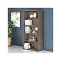 Bush Business Furniture Studio C 73H 5-Shelf Bookcase with Adjustable Shelves, Modern Hickory Lamin