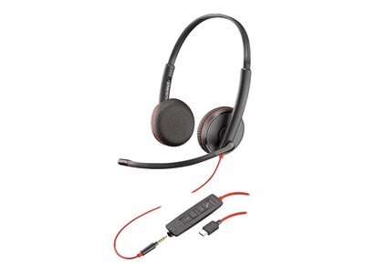Poly - Plantronics Blackwire C3225 USB-C Stereo On Ear Mobile Headset Black (209751-22)