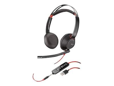 Poly - Plantronics Blackwire 5220 Stereo On Ear Computer Headset Black (207576-03)