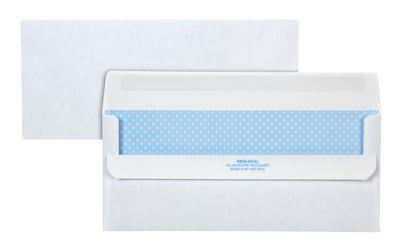 Quality Park Redi-Seal Security Tinted Business Envelopes, 4 1/8 x 9 1/2, White, 500/Box (QUA11218