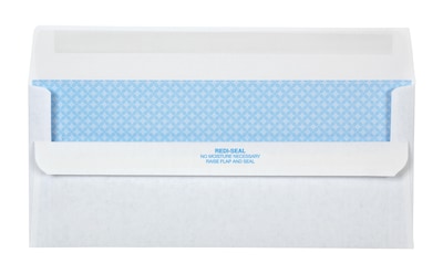Quality Park Redi-Seal Security Tinted Business Envelopes, 4 1/8" x 9 1/2", White, 500/Box (QUA11218)