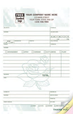 Custom Florist Register Form, Colors Design, Large Format, 2 Parts, 1 Color Printing, 5 1/2 x 8 1/2