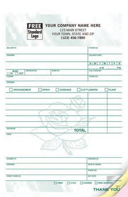 Custom Florist Register Form, Colors Design, Large Format, 2 Parts, 1 Color Printing, 5 1/2 x 8 1/2