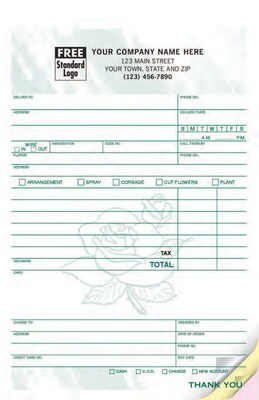 Custom Florist Register Form, Colors Design, Large Format, 2 Parts, 1 Color Printing, 5 1/2 x 8 1/2