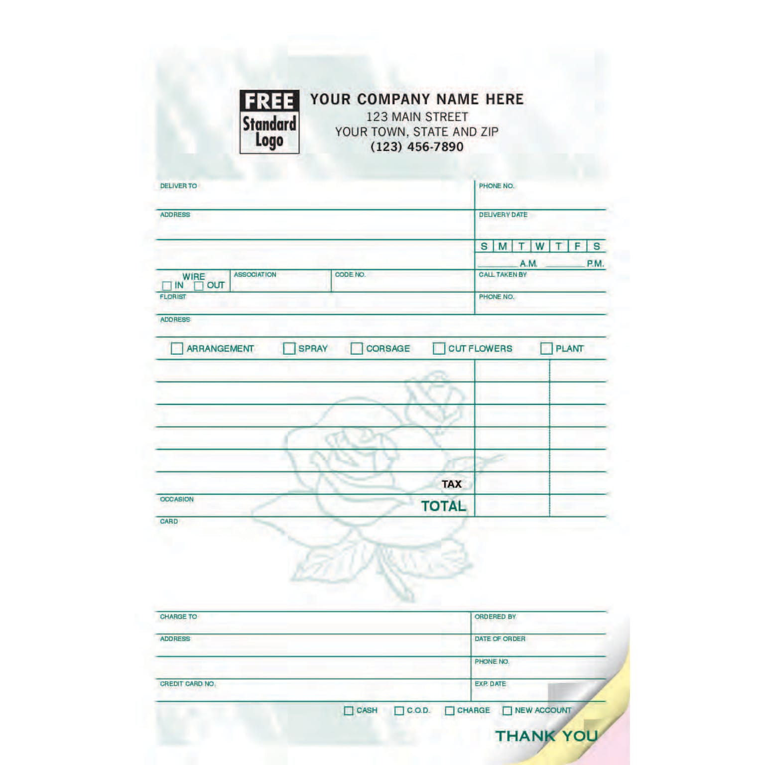 Custom Florist Register Form, Colors Design, Large Format, 2 Parts, 1 Color Printing, 5 1/2 x 8 1/2, 500/Pack