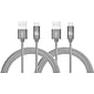 Durable Braided Micro USB Cables for Android Smartphones, Samsung, LG (10ft) - (Set of 2 - Gray)