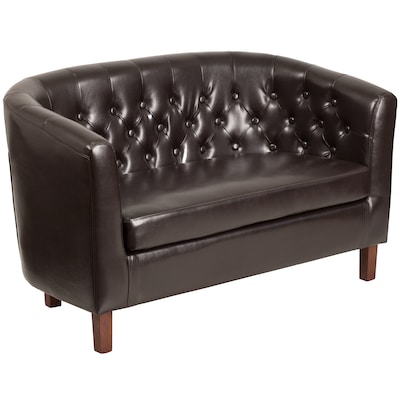 Flash Furniture 28 Leather Barrel Loveseat Brown(QYB162HY90308BN)
