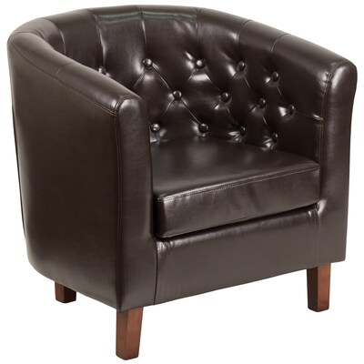 Flash Furniture Leather Barrel Chair Brown (QYB16HY90304BN)