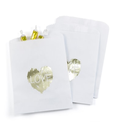 Hortense B. Hewitt Brush of Love Treat Bags, White, 25 Pack (42268ST)