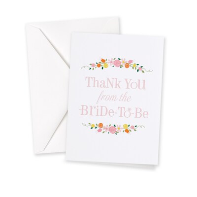 Hortense B. Hewitt Botanical Bridal Shower Thank You Floral, Multi Color, 25 Pack (55169ST)