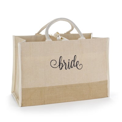 Hortense B. Hewitt Bride Jute Tote Bag, Natural (55170ST)