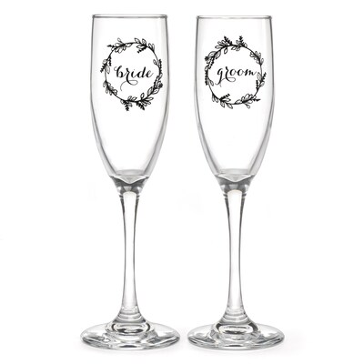 Hortense B. Hewitt Rustic Wreath 6oz Flutes, Set of 2 (54864ST)