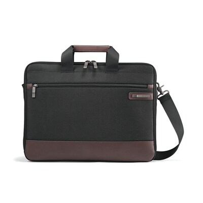 Samsonite Kombi Slimbrief Laptop Bag Black and Brown Ballistic Nylon (92315-1051)
