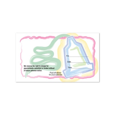 Custom Full Color Dental Sticker Appt. Cards, Right Toothpaste, Flat Print, Horizontal, 1-Sided