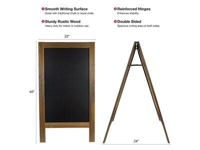 Excello Global Products A-Frame Chalkboard, Rustic, 40" x 22" (GPP-0001)