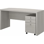 Office by kathy ireland Echo 60 Bow Front Computer Desk with Mobile Cabinet, Gray Sand (ECH001GS)