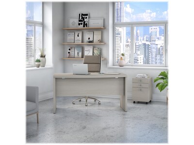 Office by kathy ireland Echo 60 Bow Front Computer Desk with Mobile Cabinet, Gray Sand (ECH001GS)