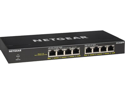 Netgear 300 Series 8-Port Gigabit Ethernet PoE Unmanaged Switch, 10/100/1000 Mbps, Black (GS308PP-100NAS)