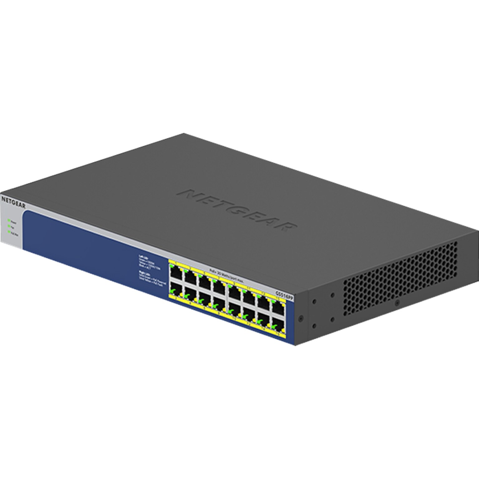 Netgear 16-Port Gigabit Ethernet Unmanaged Switch, 10/100/1000 Mbps, Black (GS516PP-100NAS)