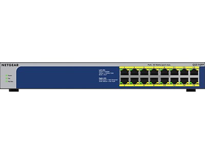 Netgear 16-Port Gigabit Ethernet Unmanaged Switch, 10/100/1000 Mbps, Black (GS516PP-100NAS)