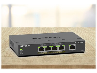 Netgear Plus 5-Port Gigabit Ethernet Managed Switch, 10/100/1000 Mbps, Black (GS305EP-100NAS)