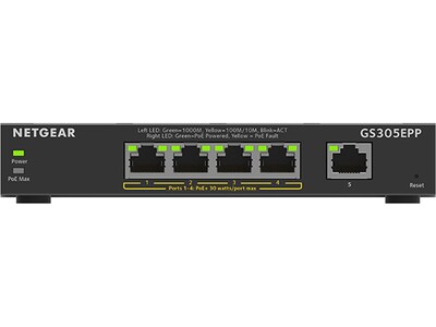 Netgear Plus 5-Port Gigabit Ethernet Managed Switch, 10/100/1000 Mbps (GS305EPP-100NAS)