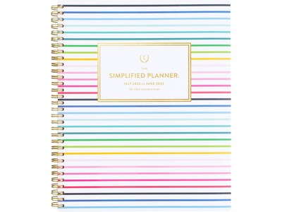 2022-2023 AT-A-GLANCE Simplified by Emily Ley Happy Stripe 8.5 x 11 Academic Weekly & Monthly Planner, Multicolor (EL80905A23)