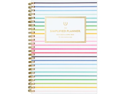 2022-2023 AT-A-GLANCE Simplified by Emily Ley 5.5 x 8.5 Academic Weekly & Monthly Planner, Happy Stripe (EL80-200A-23)