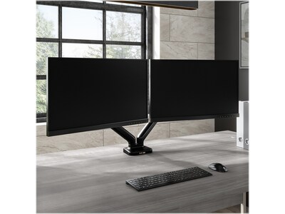 Bush Business Furniture Adjustable Dual Monitor Arm, 17"-32", Satin Black (AC99891-03)