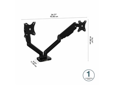 Bush Business Furniture Adjustable Dual Monitor Arm, 17"-32", Satin Black (AC99891-03)