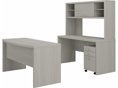 Office by kathy ireland Echo 60 Writing Desk with Mobile File Cabinet, Gray Sand (ECH036GS)