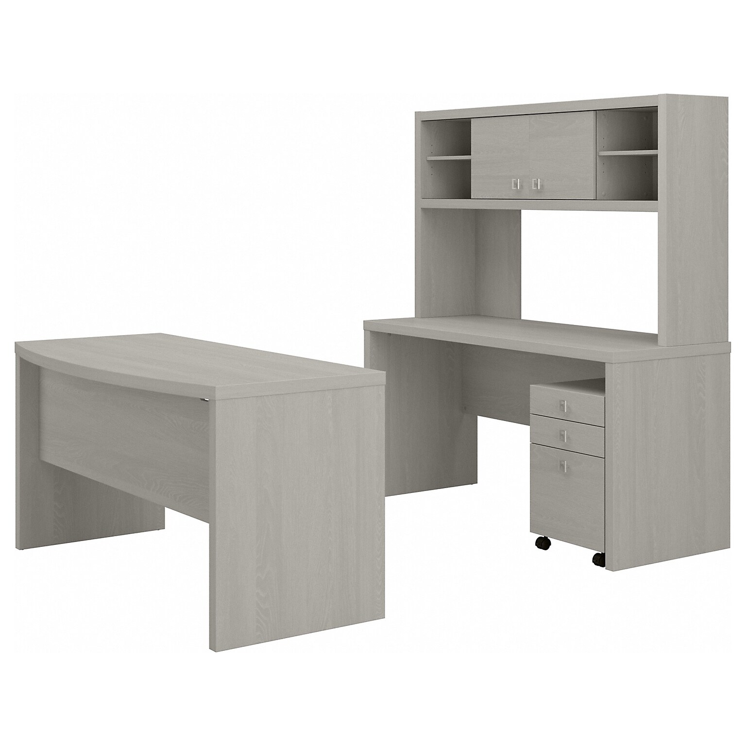 Office by kathy ireland Echo 60 Writing Desk with Mobile File Cabinet, Gray Sand (ECH036GS)