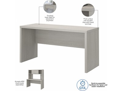 Office by kathy ireland Echo 60" Writing Desk with Mobile File Cabinet, Gray Sand (ECH036GS)